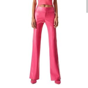 Alice + Olivia Hot Pink Faux Leather Boot-Cut Pants
